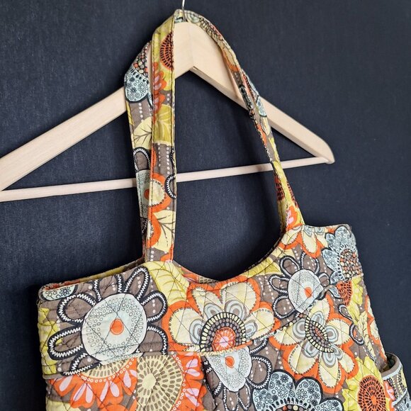 💙 Vera Bradley Floral Colorful Cotton Tote Bag Cottage Boho Prairie Natural Hip - Picture 3 of 8